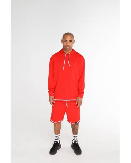 Худі чоловічий структурний з смужкою внизу червоний