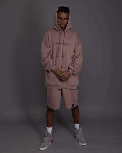 Худи OVERSIZE с вышивкой ЭЙФОРИЯ мокко