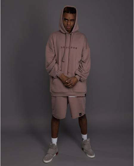 OVERSIZE hoodie with embroidery EUFORIA mocha