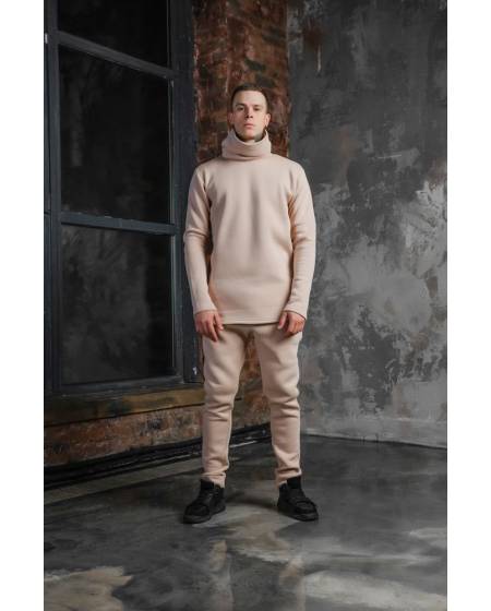Лонгслив чоловічий хомут на флісі пісочний