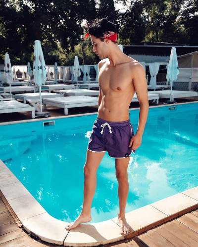 Плавки мужские фиолетовые с белым кантом