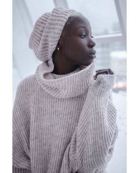 Hat female knitted grey