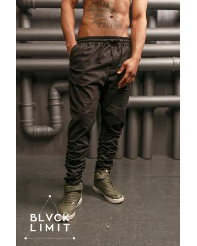 Штаны мужские хлопковые со сборкой внизу черные