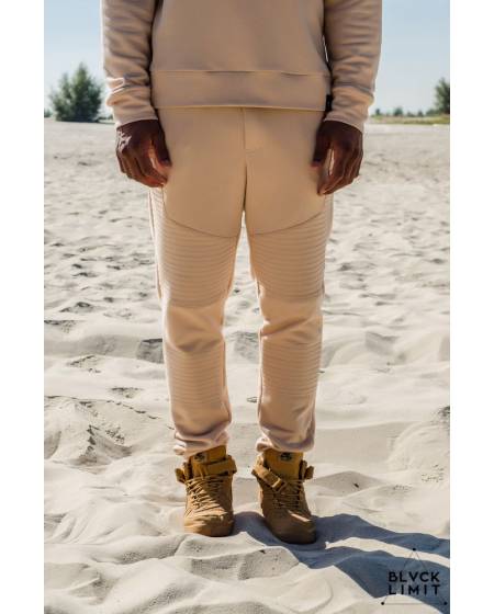 Штаны мужские со стегаными элементами бежевые