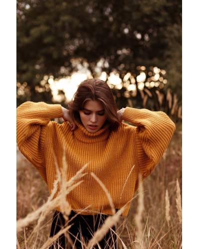 Sweater ladies OVERSIZE CROP - mustard