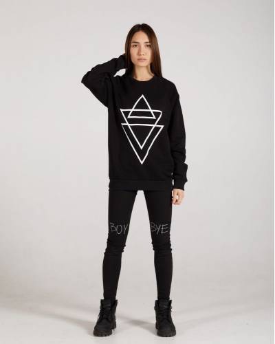 Свитшот женский принт треугольники черный