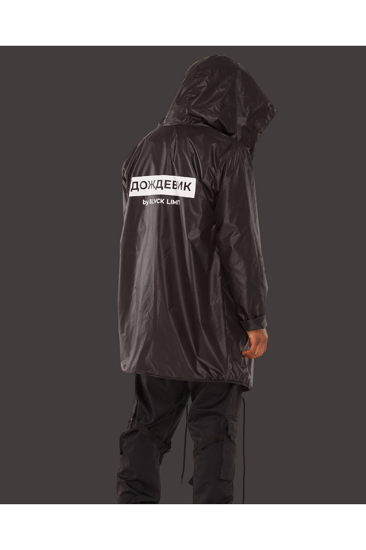 Rain jacket with print on back rain cover - black — BLVCK LIMIT