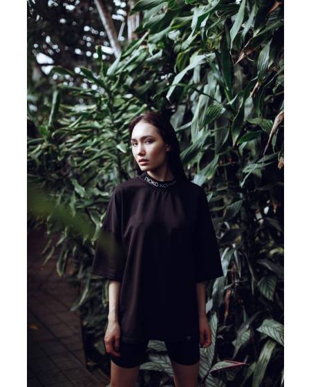 Футболка жіноча OVERSIZE з вишивкою ЛЮКС КОПІЯ чорна