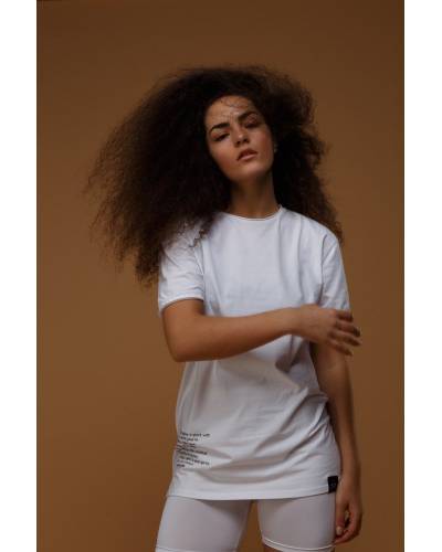 Women's T-shirt with cuts and side print white