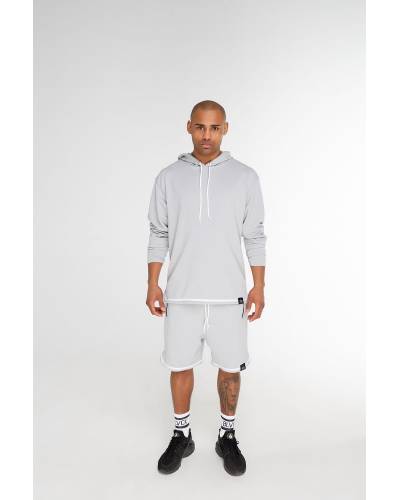 Худи мужской структурный с полоской внизу серый