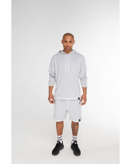 Худі чоловічий структурний з смужкою внизу сірий