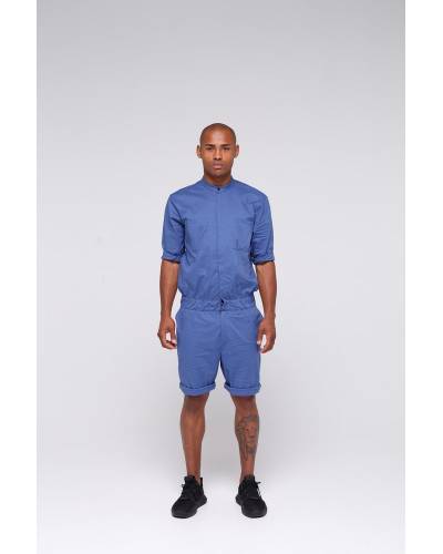 Комбинезон шорты мужской без воротника - синий