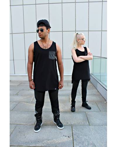 Men's tank top with back zipper black