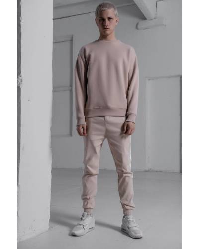 Штани чоловічі джогеры з лампасми бежеві