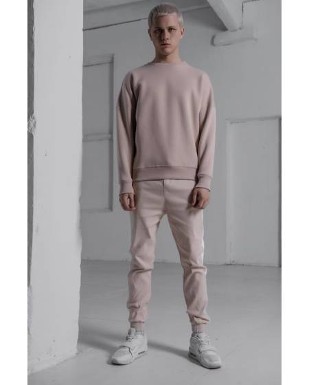 Штаны мужские джогеры с лампасми бежевые