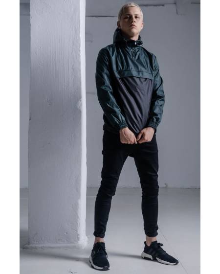 Анорак мужской Street Style черно-зеленый