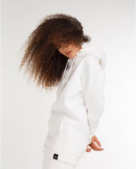 Hoodie Women's White Extended on Fleece