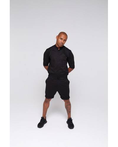 Комбинезон шорты мужской без воротника - черный