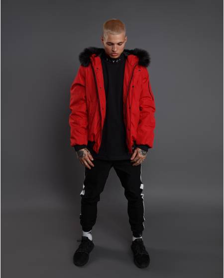 Куртка мужская с капюшоном - красная