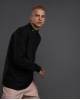 Лонгслив со стойкой вышивка BLVCK черный