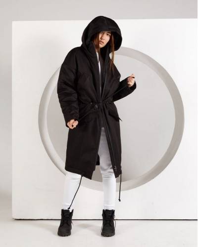 Парка женская удлиненная черная