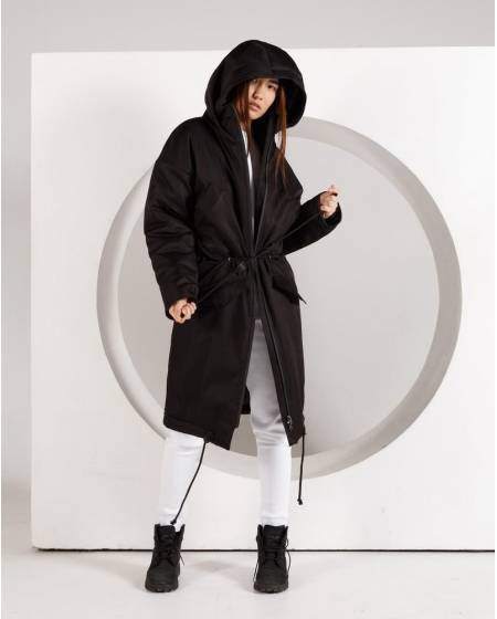 Парку жіноча подовжена чорна