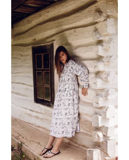 Print dress ROBOTS - white