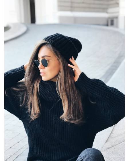 Шапка женская вязаная женская черная