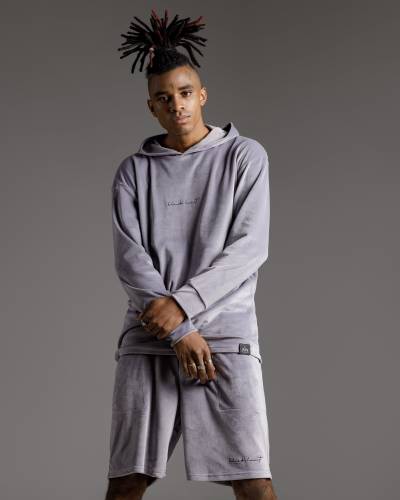 Шорты велюр script серый