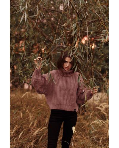 Свитер женский OVERSIZE CROP - темно/розовый