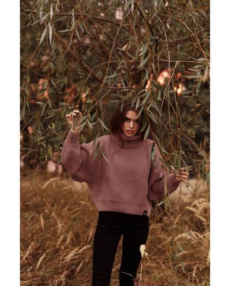 Свитер женский OVERSIZE CROP - темно/розовый