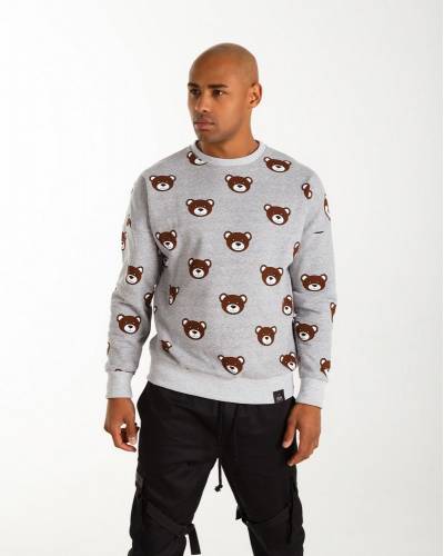 Свитшот принт Медведи серый