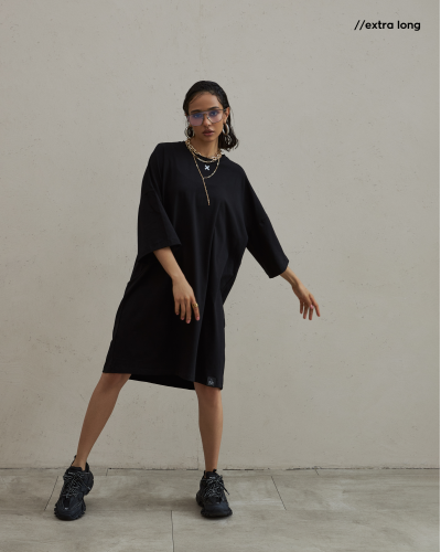 Women's T-shirt Extra long X black