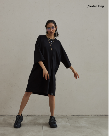 Women's T-shirt Extra long X black