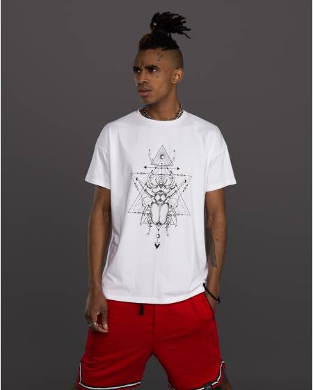 Футболка чоловіча принт Жук біла