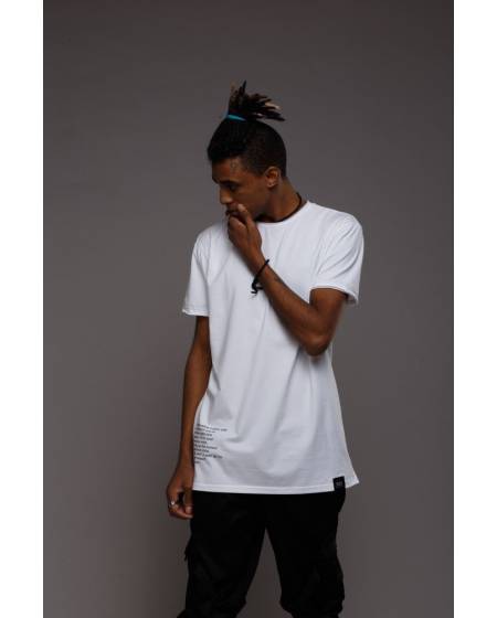 Футболка з розрізами і бічним принтом біла