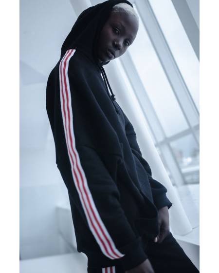 Women's Sport hoody with stripes black