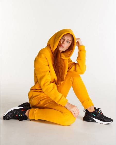 Hoodie Women's Long Yellow on Fleece
