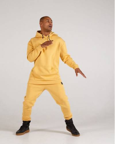 Худи мужское удлиненное на флисе желтое