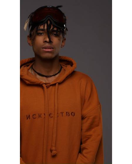 Hoody OVERSIZE with embroidery ART caramel