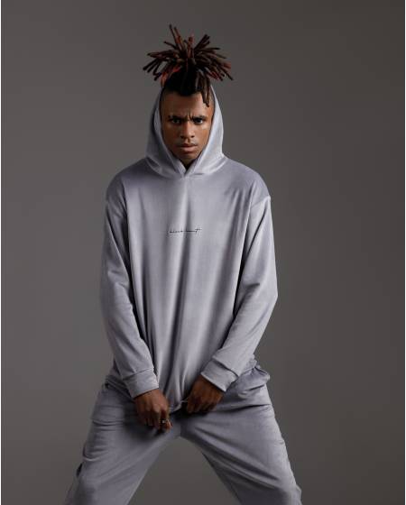 Худі велюр script сірий