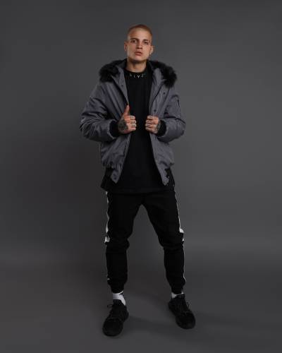 Куртка мужская с капюшоном - серая