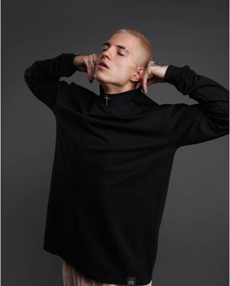 Long sleeve top with embroidery CREST black