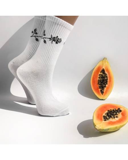 Носки женские принт Роза белые