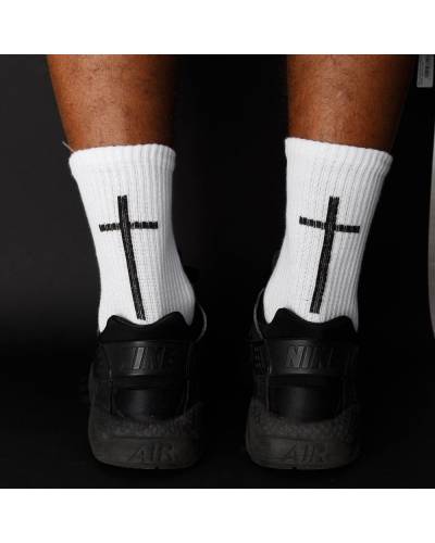 Шкарпетки чоловічі принт Хрест білі