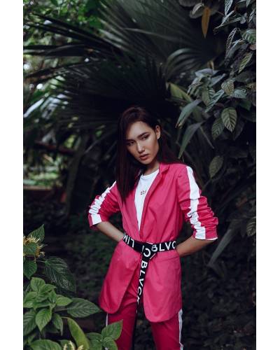 Пиджак женский OVERSIZE с лампасами Raspberry Knockout малиновый
