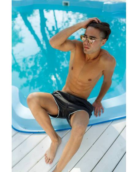 Плавки чоловічі чорні з білим кантом
