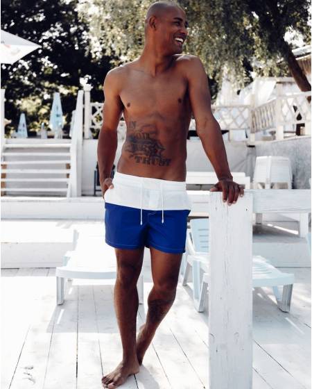 Men's swimming trunks white blue