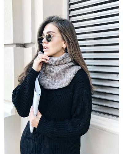 Scarf cowl women's knit light brown