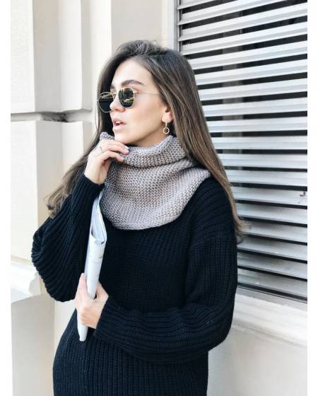 Scarf cowl women's knit light brown